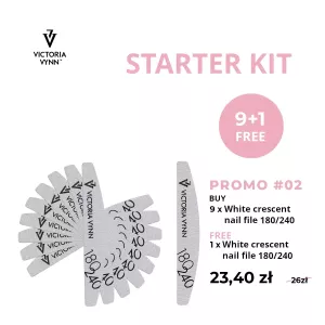 Starter Kit Promo No2 (9+1 free) White crescent nail file 180/240